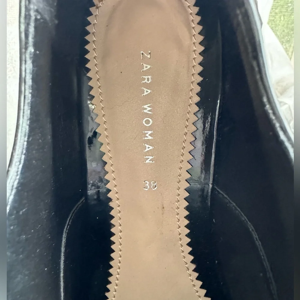 Zara Woman: Slip On Black Patent Studded Brogue Sz 38/7.5 - Picture 7 of 10